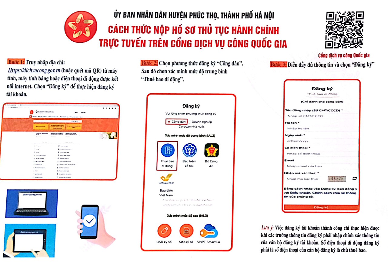 CÁCH THỨC NỘP HỒ SƠ THỦ TỤC HÀNH CHÍNH TRỰC TUYẾN TRÊN CỔNG DỊCH VỤ CÔNG QUỐC GIA